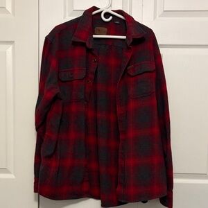Orvis Red and Black Plaid Shirt Flannel Jacket